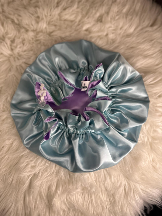 Lavender Seafoam Satin Bonnet | Reversible Bonnet | Adjustable Bonnet | Double Layer | Silk Satin Sleep Cap | Adult | Baby Silk Satin Bonnet