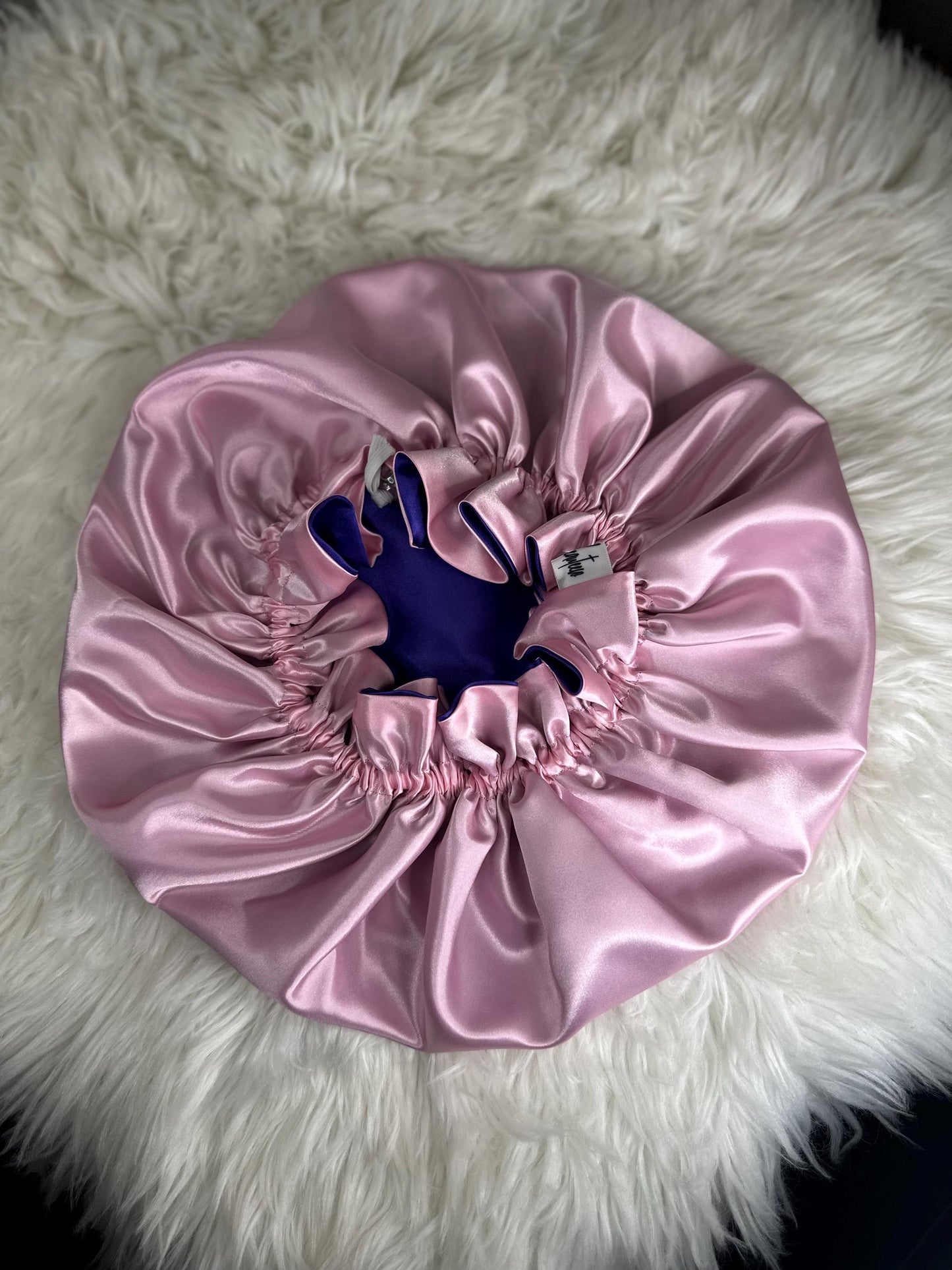 Purple | Pink Satin Bonnet | Reversible Bonnet | Adjustable Bonnet | Double Layer | Silk Satin Sleep Cap | Adult | Baby Silk Satin Bonnet