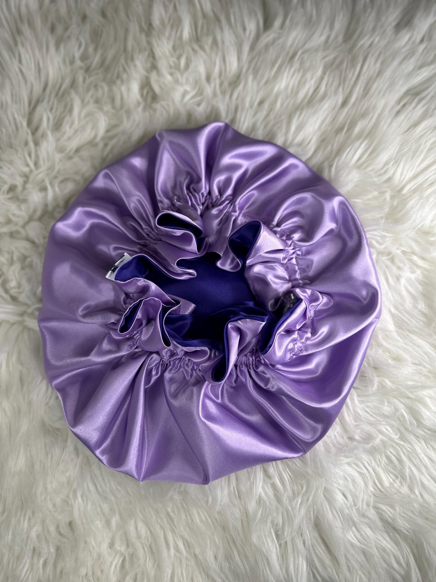 Purple Lavender Satin Bonnet | Reversible Bonnet | Adjustable Bonnet | Double Layer | Silk Satin Sleep Cap | Adult | Baby Silk Satin Bonnet
