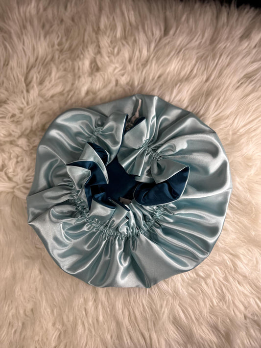 Teal | Seafoam Satin Bonnet | Reversible Bonnet | Adjustable Bonnet | Double Layer | Silk Satin Sleep Cap | Adult | Baby Silk Satin Bonnet