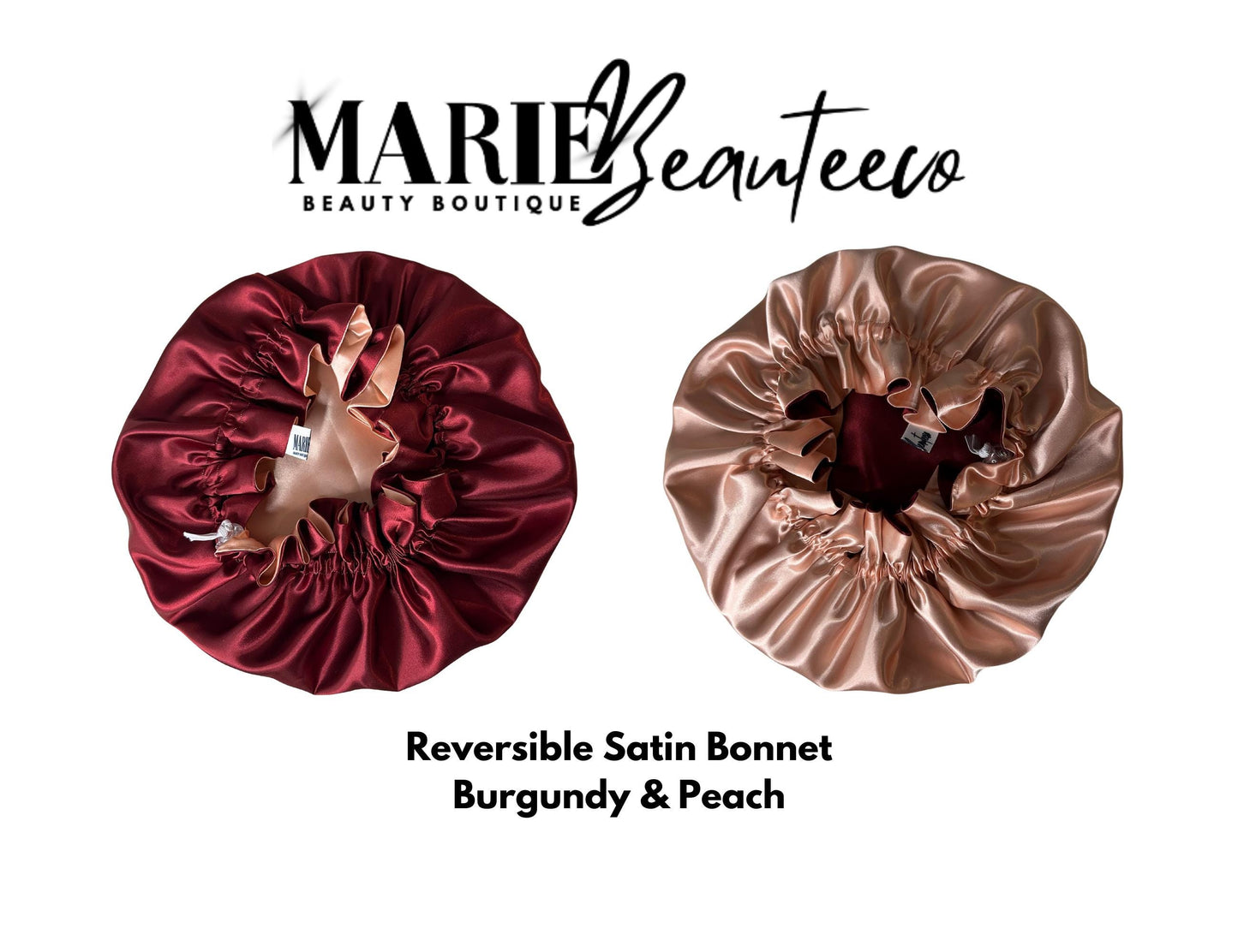 Burgundy | Peach Satin Bonnet | Reversible Bonnet | Adjustable Bonnet | Double Layer | Silk Satin Sleep Cap | Adult | Baby Silk Satin Bonnet