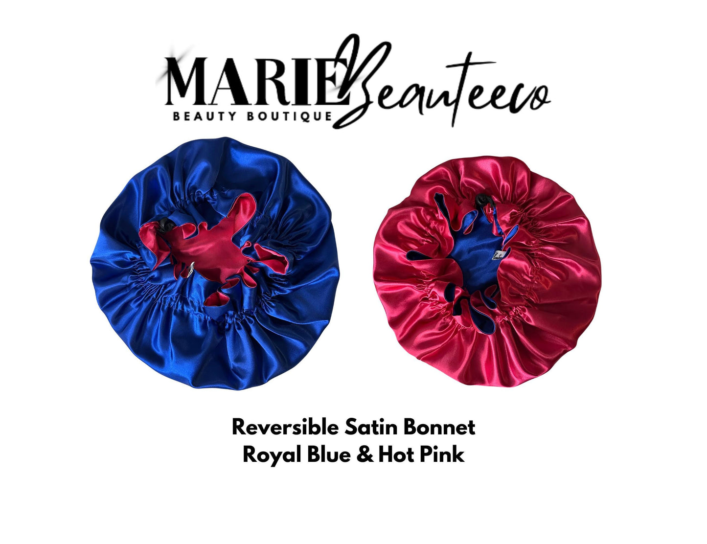 Blue | Pink Satin Bonnet | Reversible Bonnet | Adjustable Bonnet | Double Layer | Silk Satin Sleep Cap | Adult | Baby Silk Satin Bonnet