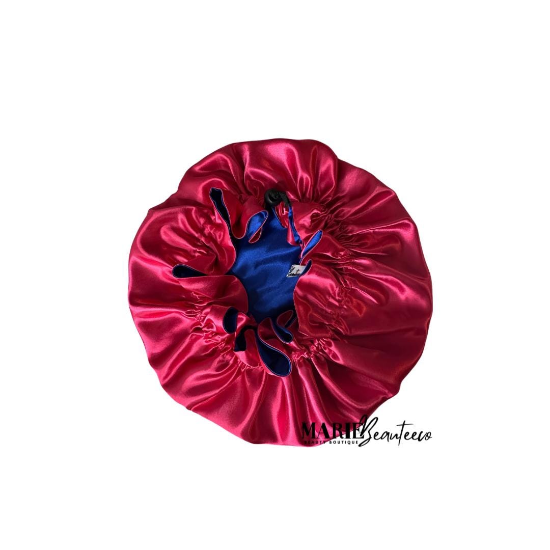 Blue | Pink Satin Bonnet | Reversible Bonnet | Adjustable Bonnet | Double Layer | Silk Satin Sleep Cap | Adult | Baby Silk Satin Bonnet