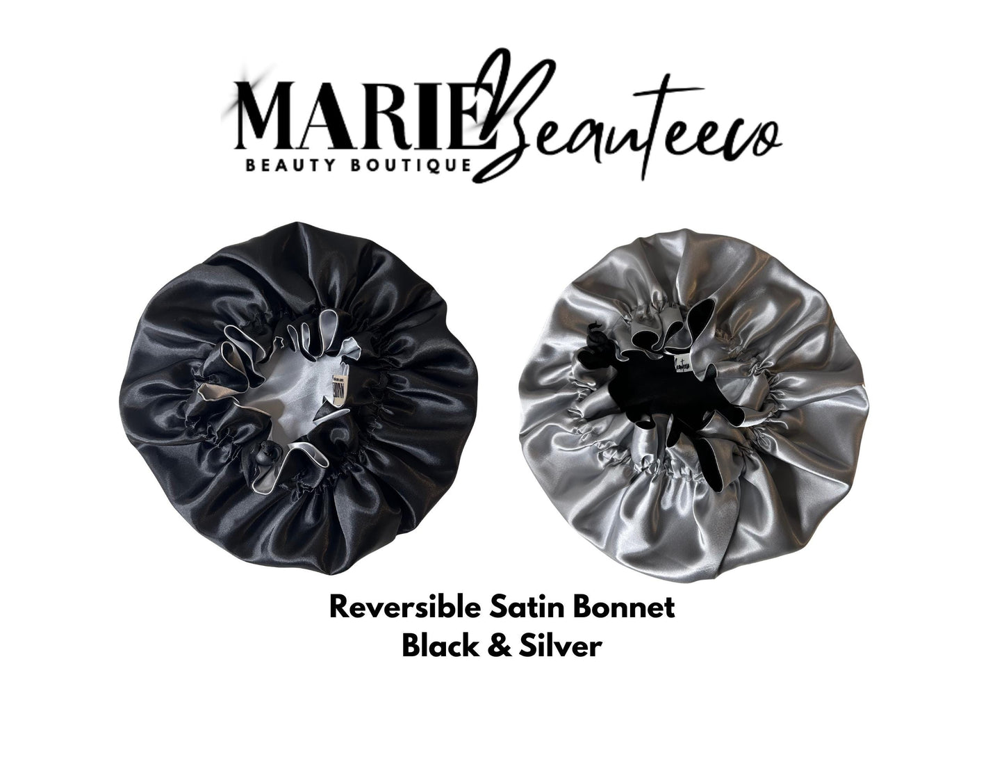 Black | Gray Satin Bonnet | Reversible Bonnet | Adjustable Bonnet | Double Layer | Silk Satin Sleep Cap | Adult | Baby Silk Satin Bonnet