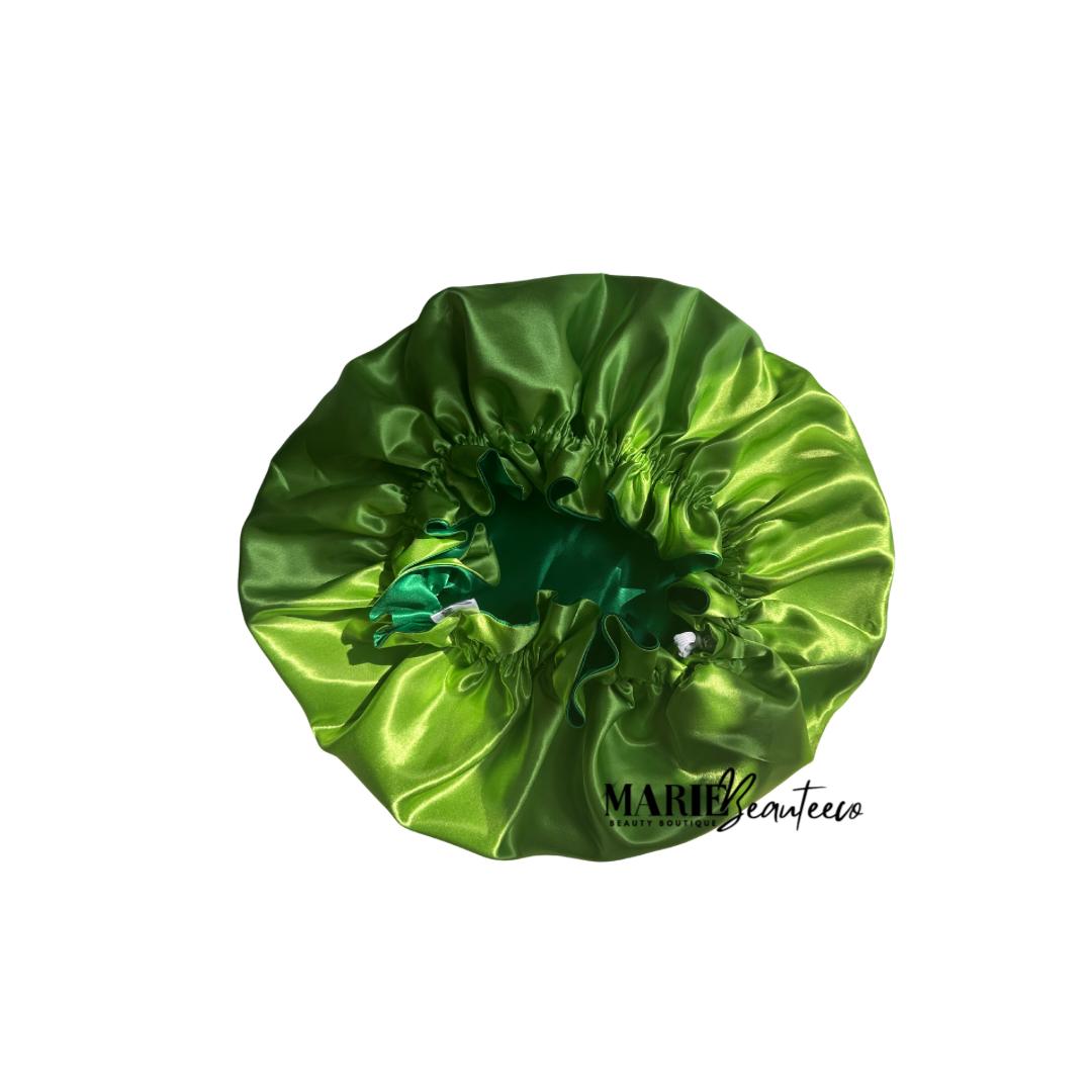 Green | Lime Satin Bonnet | Reversible Bonnet | Adjustable Bonnet | Double Layer | Silk Satin Sleep Cap | Adult | Baby Silk Satin Bonnet