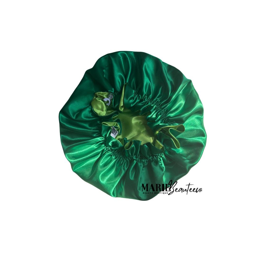 Green | Lime Satin Bonnet | Reversible Bonnet | Adjustable Bonnet | Double Layer | Silk Satin Sleep Cap | Adult | Baby Silk Satin Bonnet