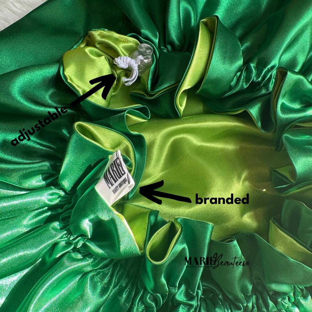 Green | Lime Satin Bonnet | Reversible Bonnet | Adjustable Bonnet | Double Layer | Silk Satin Sleep Cap | Adult | Baby Silk Satin Bonnet