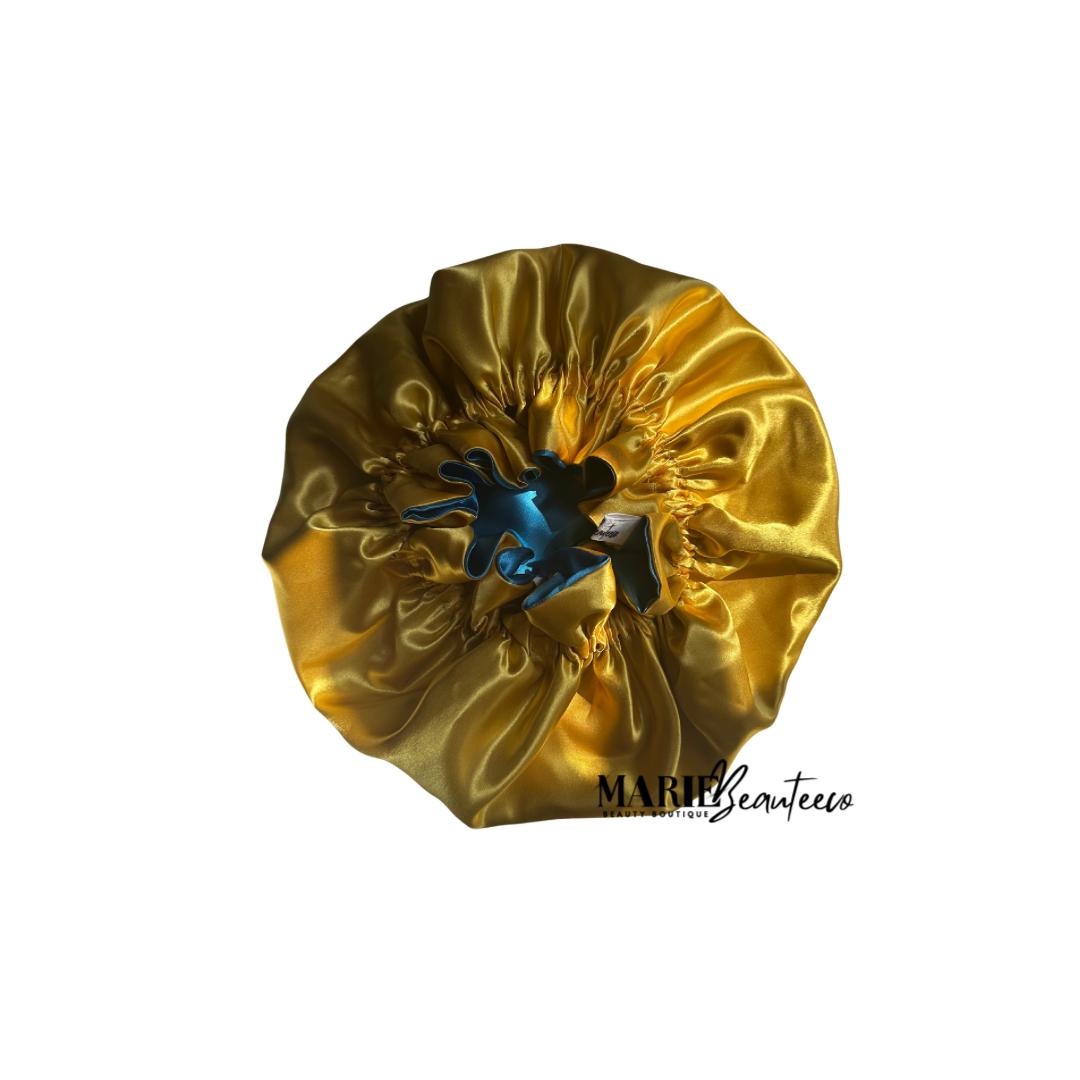 Yellow | Blue Satin Bonnet | Reversible Bonnet | Adjustable Bonnet | Double Layer | Silk Satin Sleep Cap | Adult | Baby Silk Satin Bonnet