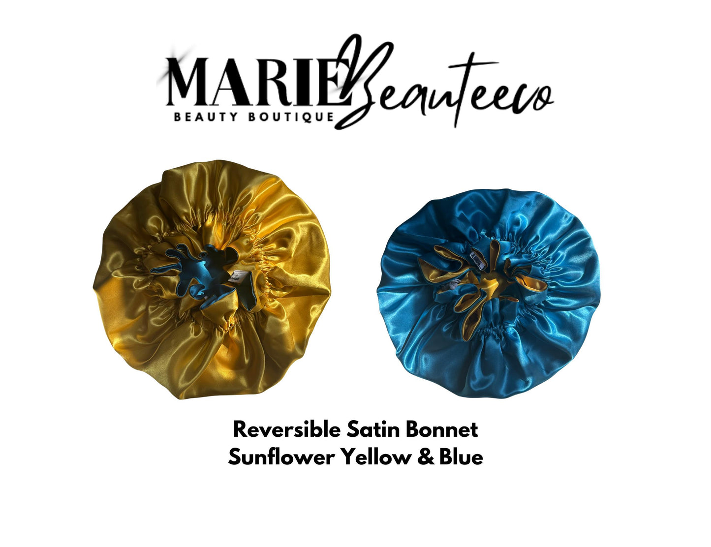 Yellow | Blue Satin Bonnet | Reversible Bonnet | Adjustable Bonnet | Double Layer | Silk Satin Sleep Cap | Adult | Baby Silk Satin Bonnet