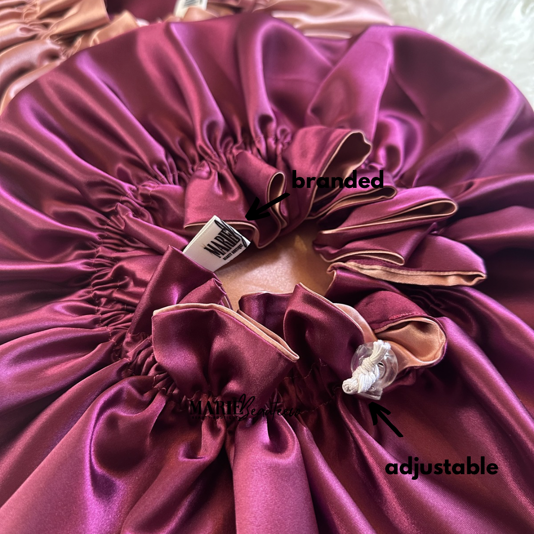 Magenta Dusty Pink Adjustable Reversible Satin Bonnet