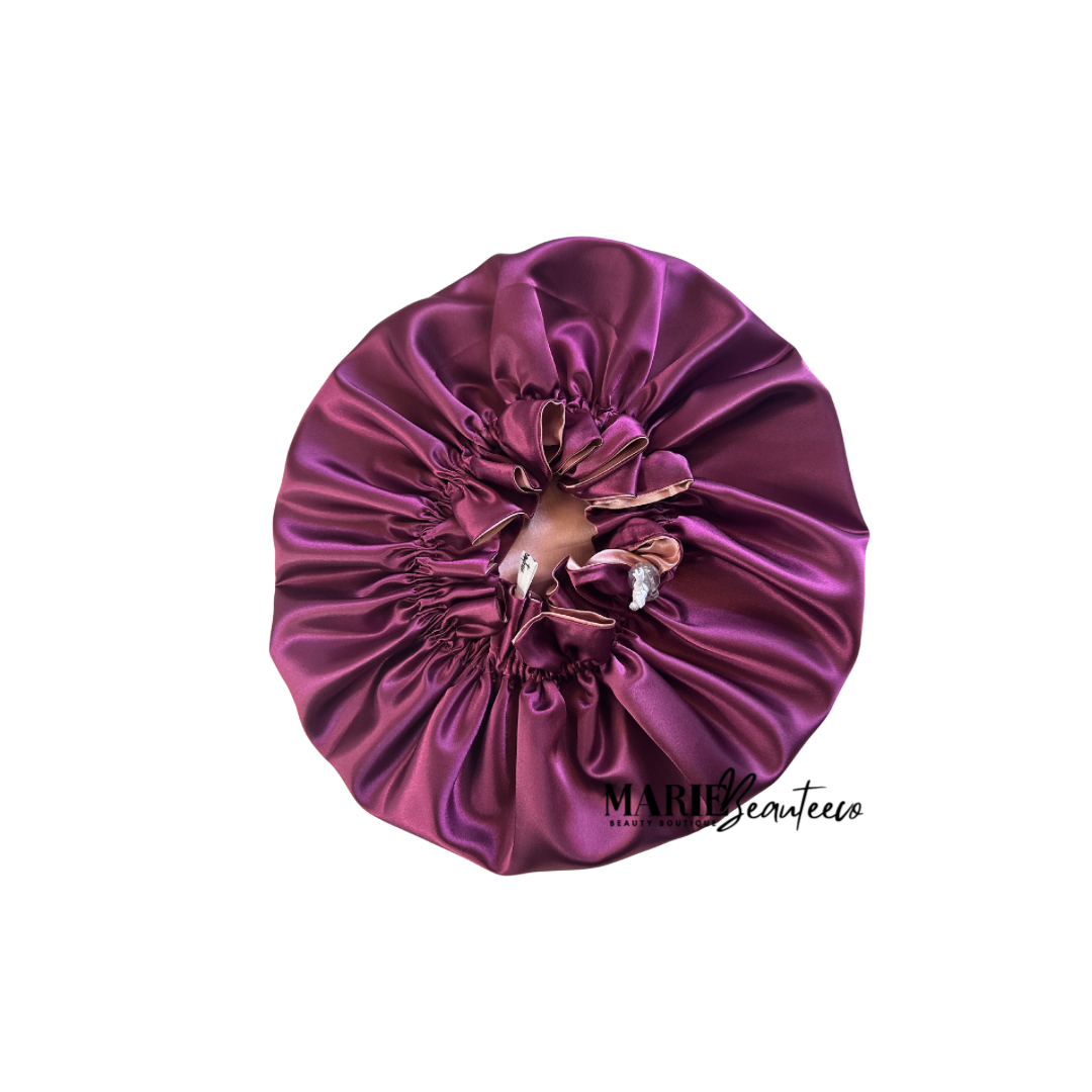 Magenta Dusty Pink Adjustable Reversible Satin Bonnet
