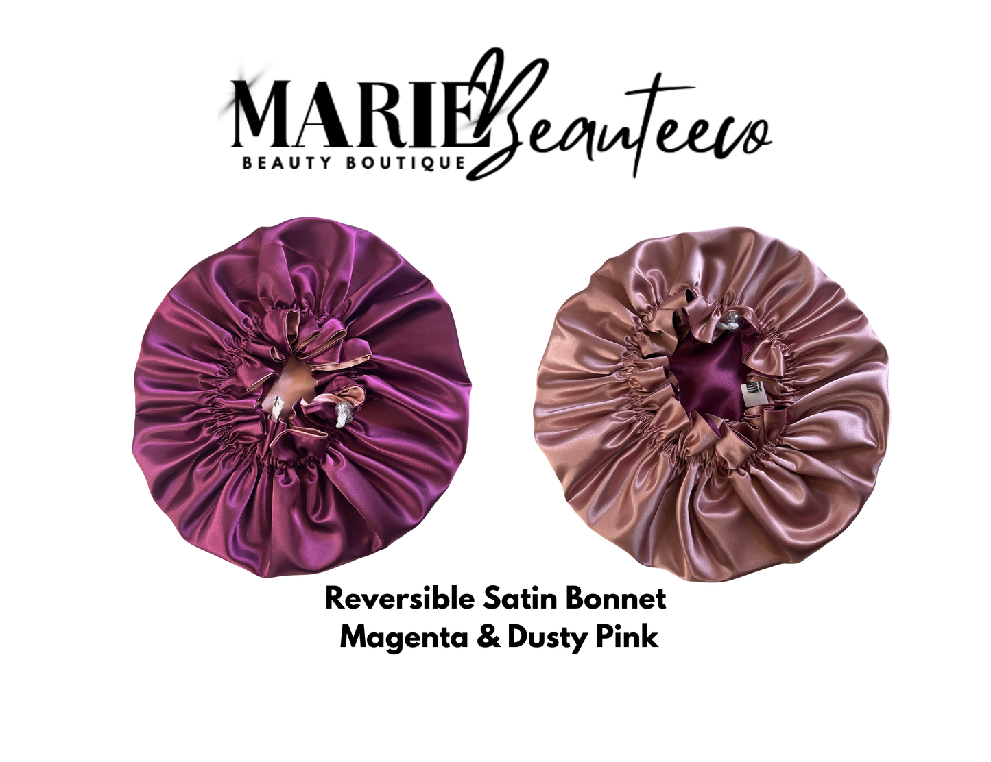 Magenta Dusty Pink Adjustable Reversible Satin Bonnet