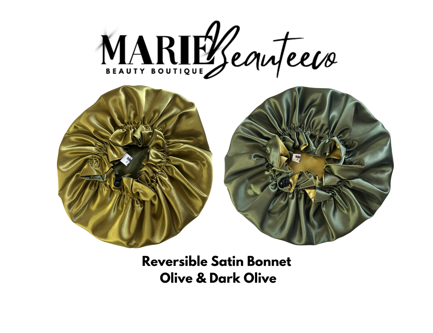 Olive Dark Olive Adjustable Reversible Satin Bonnet