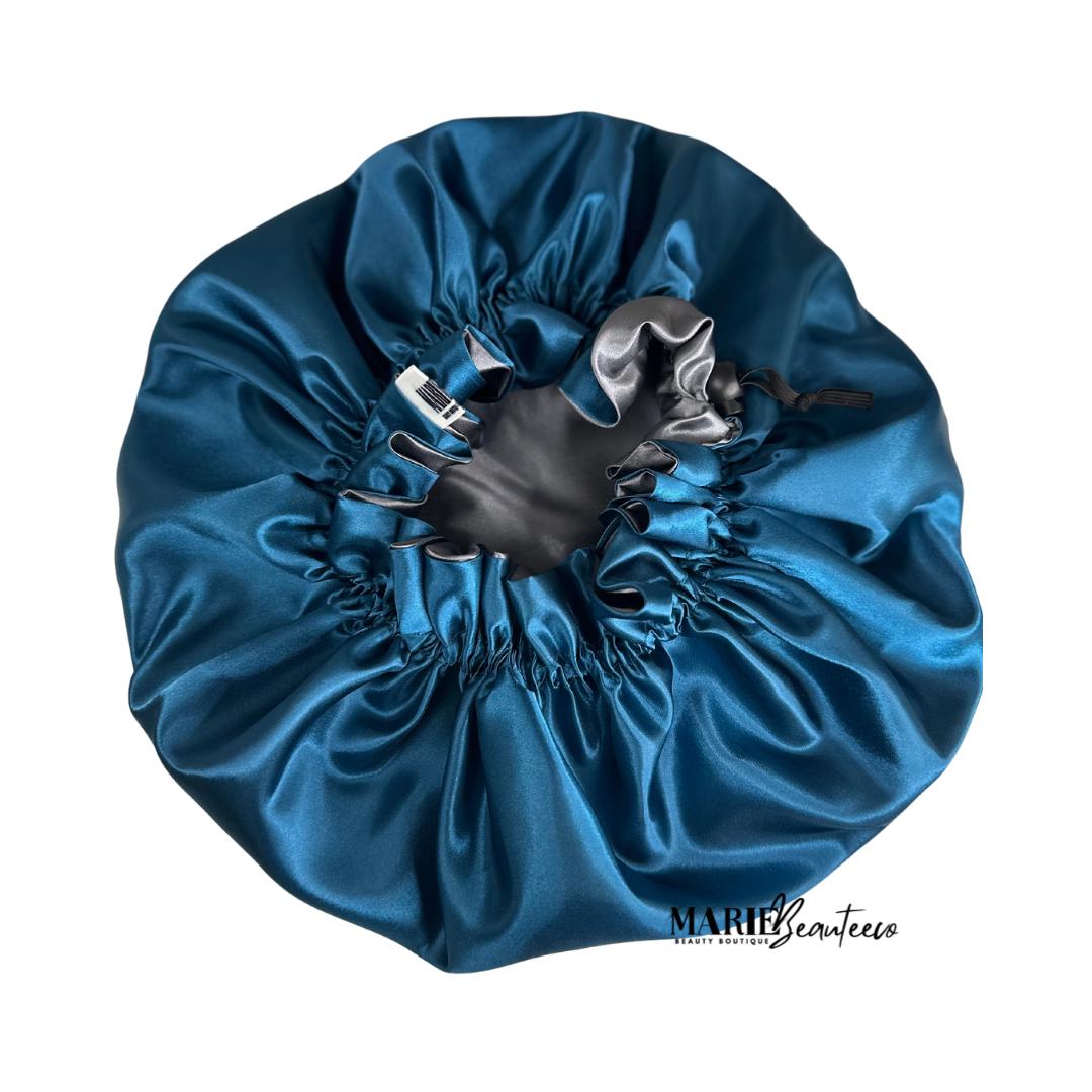 Teal | Gray Satin Bonnet | Reversible Bonnet | Adjustable Bonnet | Double Layer | Silk Satin Sleep Cap | Adult | Baby Silk Satin Bonnet