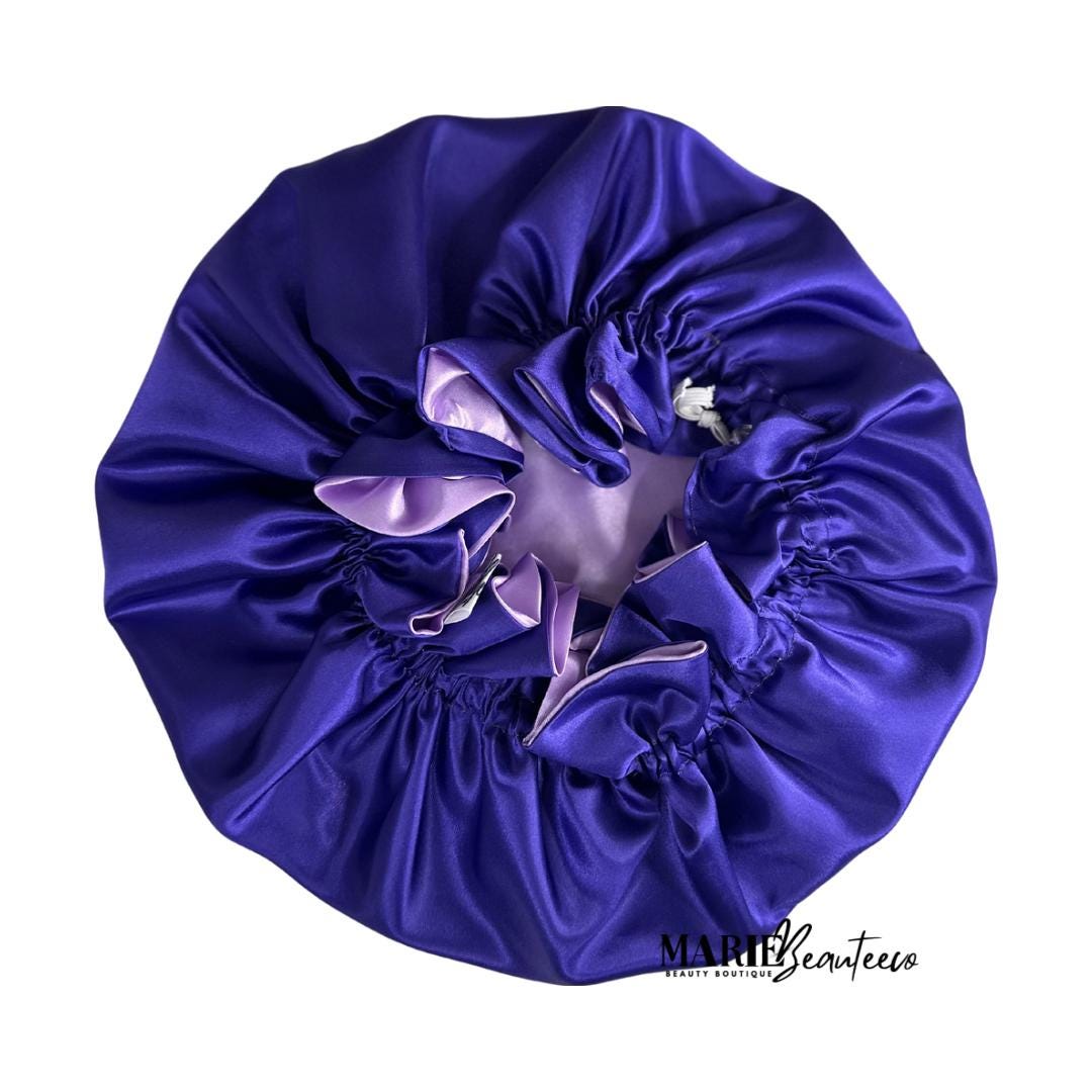 Purple Lavender Satin Bonnet | Reversible Bonnet | Adjustable Bonnet | Double Layer | Silk Satin Sleep Cap | Adult | Baby Silk Satin Bonnet