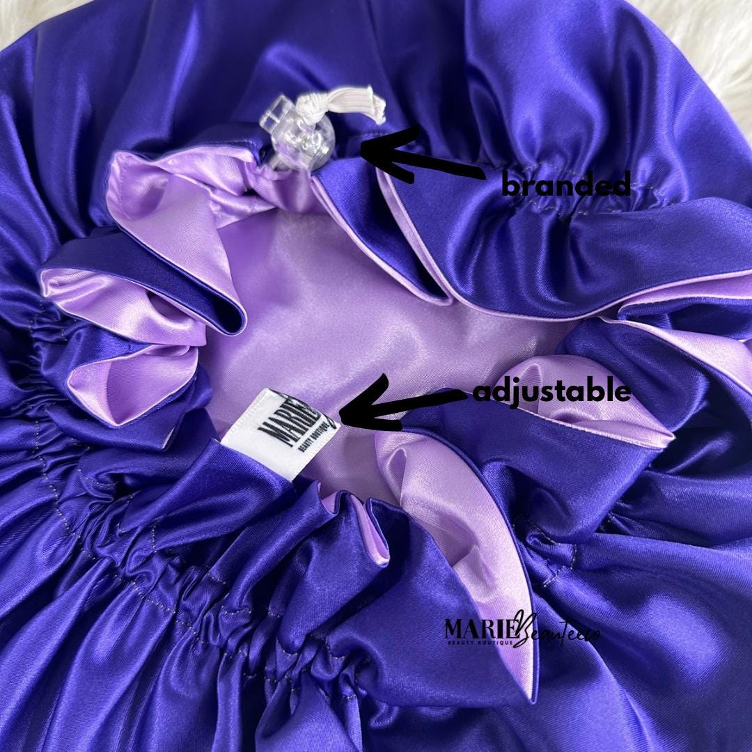 Purple Lavender Satin Bonnet | Reversible Bonnet | Adjustable Bonnet | Double Layer | Silk Satin Sleep Cap | Adult | Baby Silk Satin Bonnet