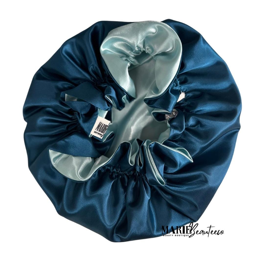 Teal | Seafoam Satin Bonnet | Reversible Bonnet | Adjustable Bonnet | Double Layer | Silk Satin Sleep Cap | Adult | Baby Silk Satin Bonnet