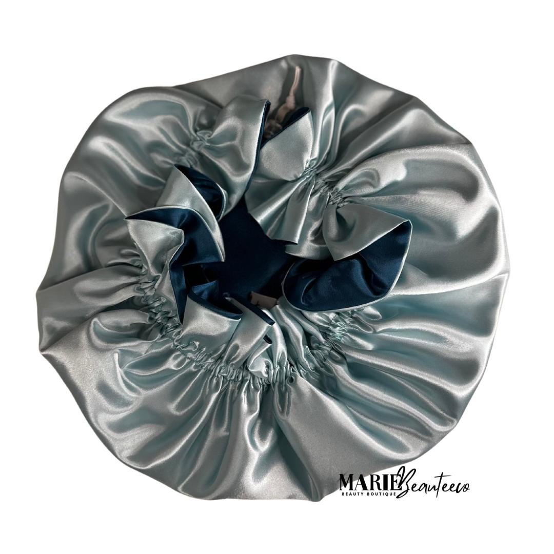 Teal | Seafoam Satin Bonnet | Reversible Bonnet | Adjustable Bonnet | Double Layer | Silk Satin Sleep Cap | Adult | Baby Silk Satin Bonnet