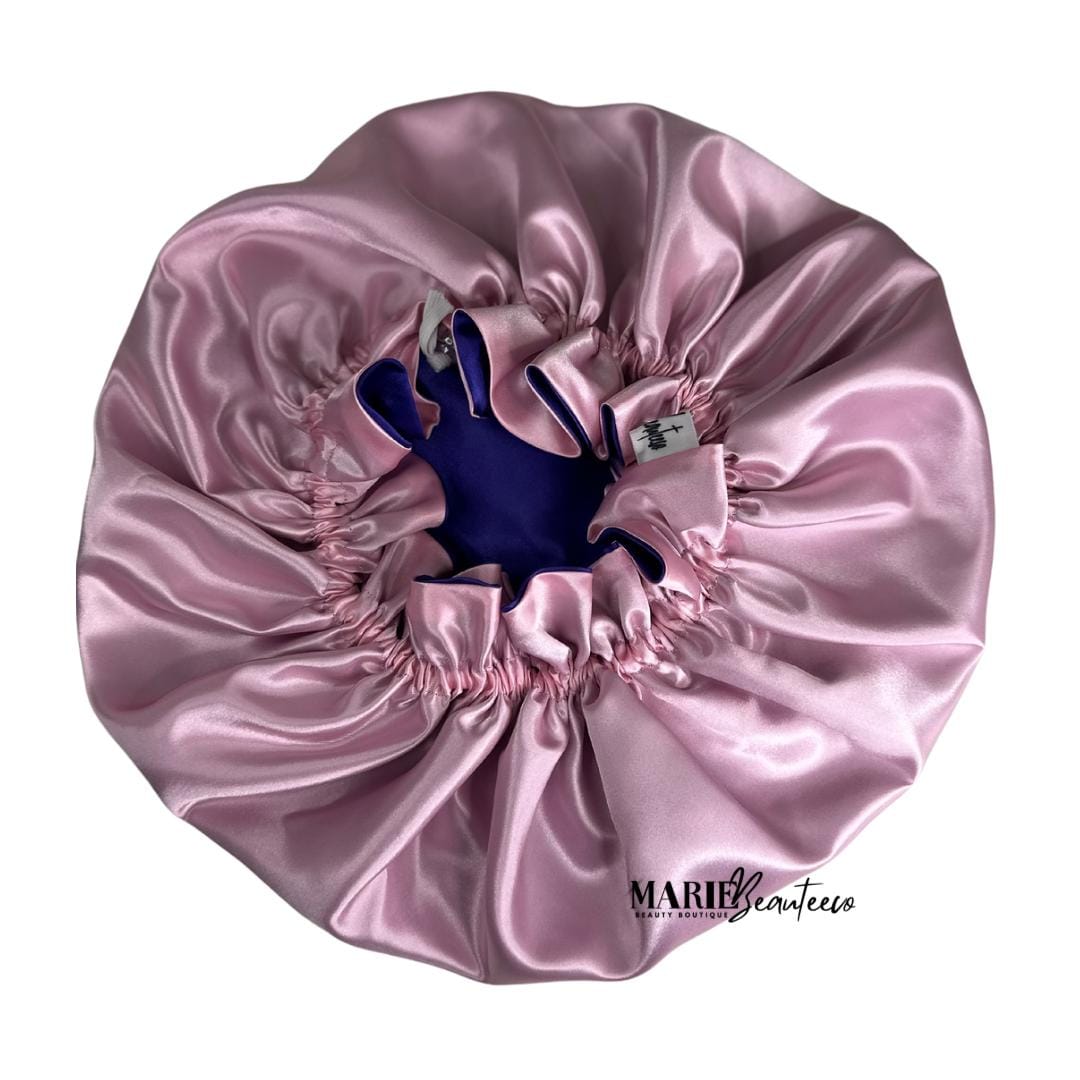 Purple | Pink Satin Bonnet | Reversible Bonnet | Adjustable Bonnet | Double Layer | Silk Satin Sleep Cap | Adult | Baby Silk Satin Bonnet