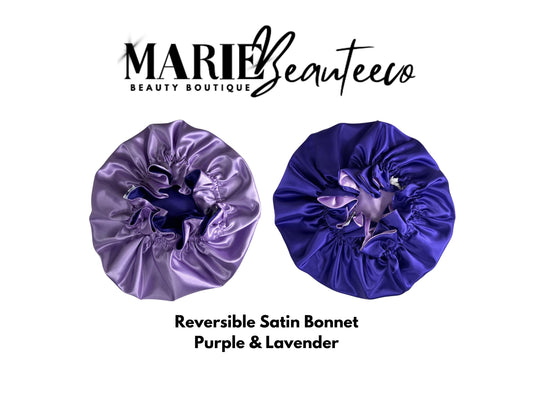 Purple Lavender Satin Bonnet | Reversible Bonnet | Adjustable Bonnet | Double Layer | Silk Satin Sleep Cap | Adult | Baby Silk Satin Bonnet