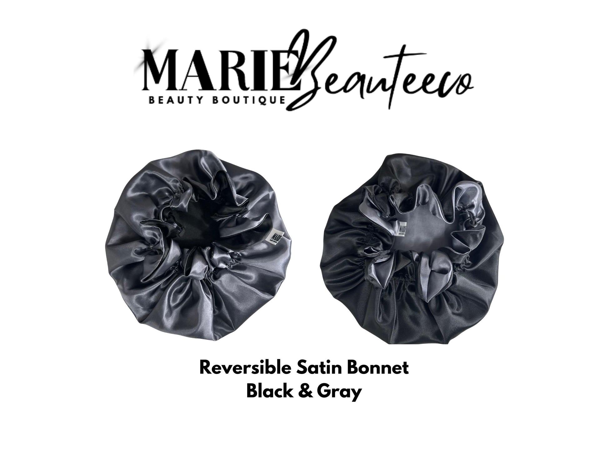 Black | Gray Satin Bonnet | Reversible Bonnet | Adjustable Bonnet | Double Layer | Silk Satin Sleep Cap | Adult | Baby Silk Satin Bonnet