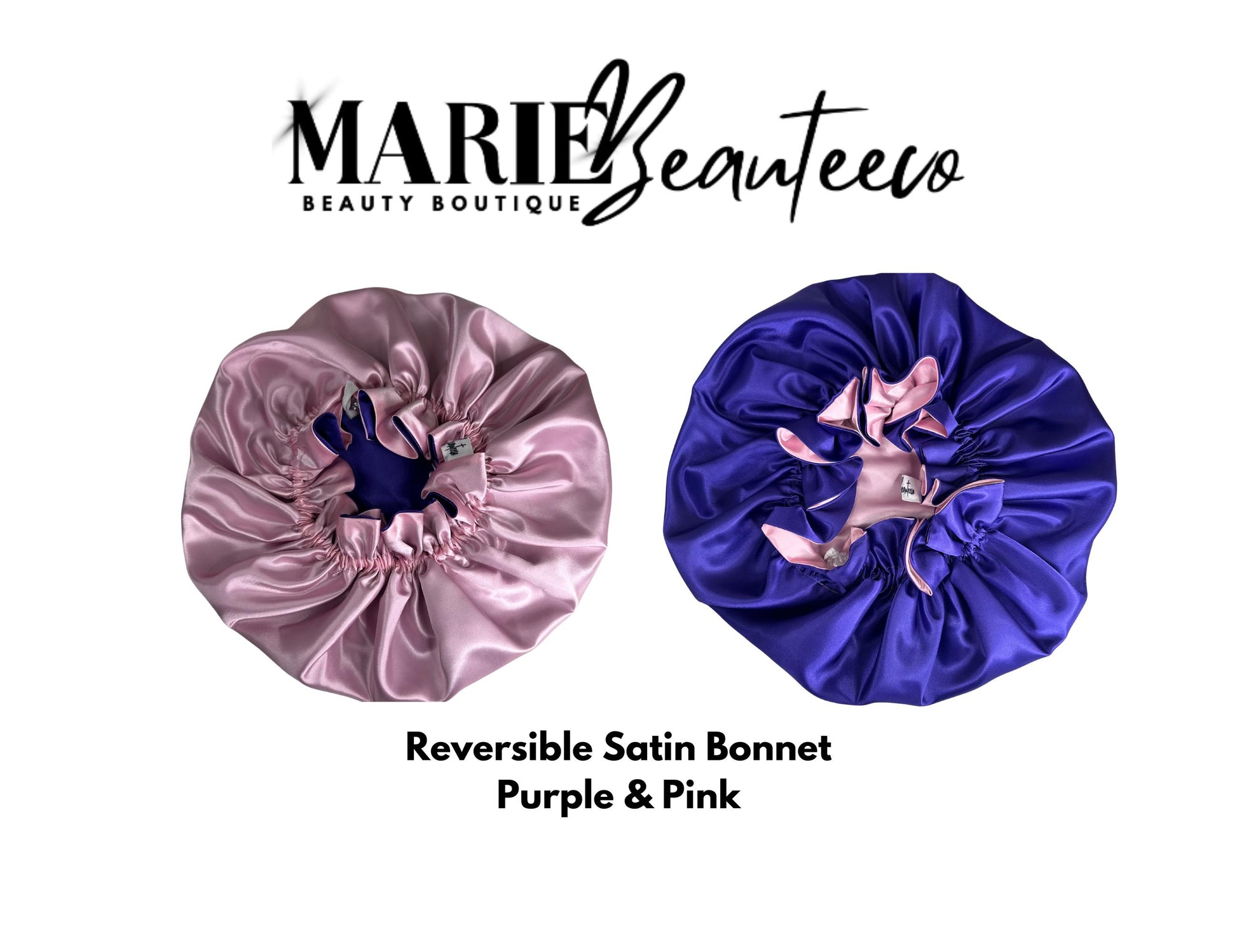 Purple | Pink Satin Bonnet | Reversible Bonnet | Adjustable Bonnet | Double Layer | Silk Satin Sleep Cap | Adult | Baby Silk Satin Bonnet