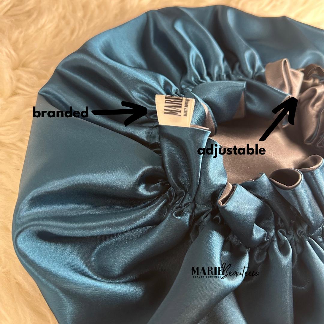 Teal | Gray Satin Bonnet | Reversible Bonnet | Adjustable Bonnet | Double Layer | Silk Satin Sleep Cap | Adult | Baby Silk Satin Bonnet