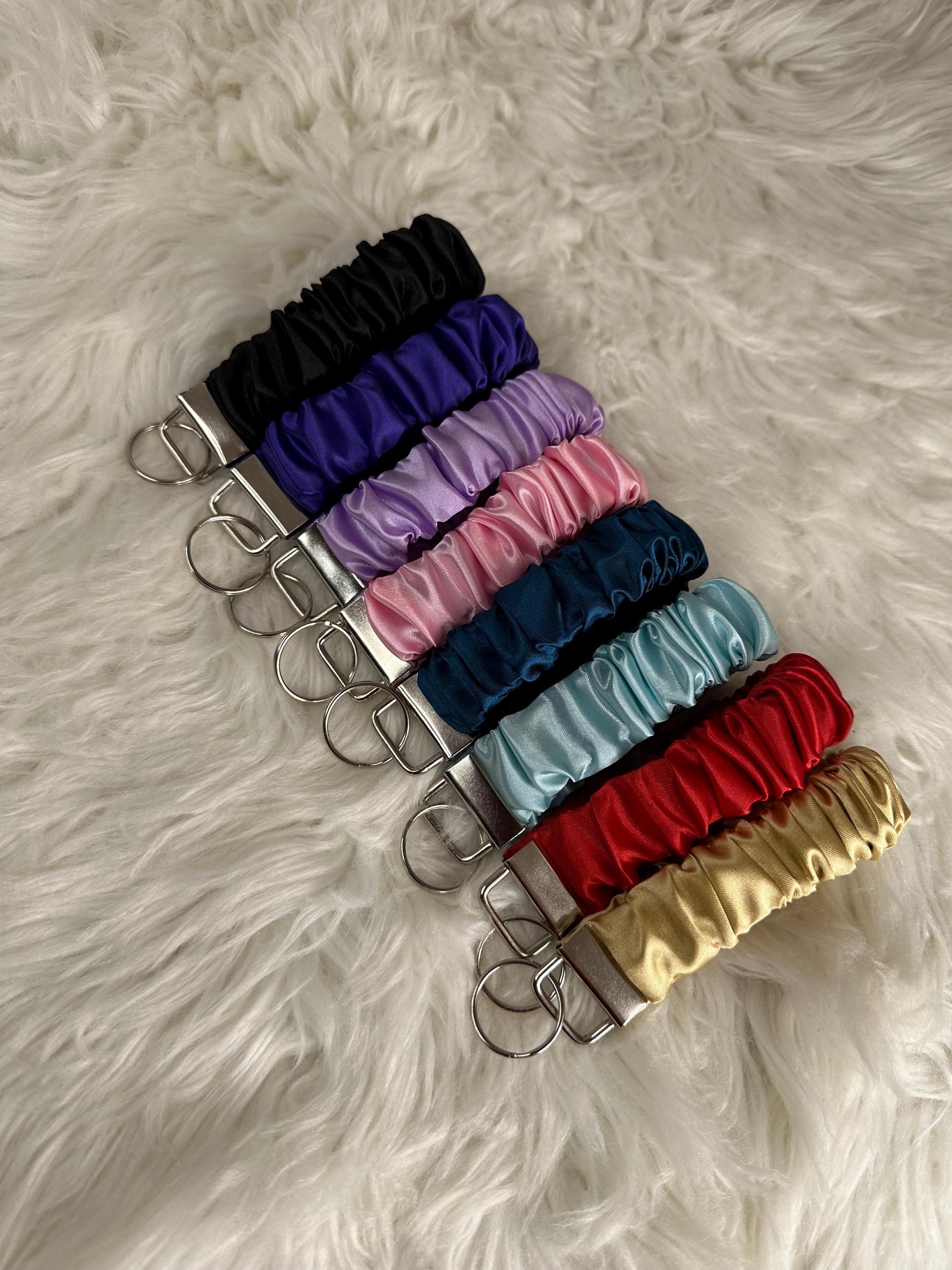 Satin Scrunchie Wristlet Keychain Keyring Key Fob | Scrunchie Keychain | Scrunchie Wristlet | Scrunchie Key Fob | Gift for Her | Scrunchy