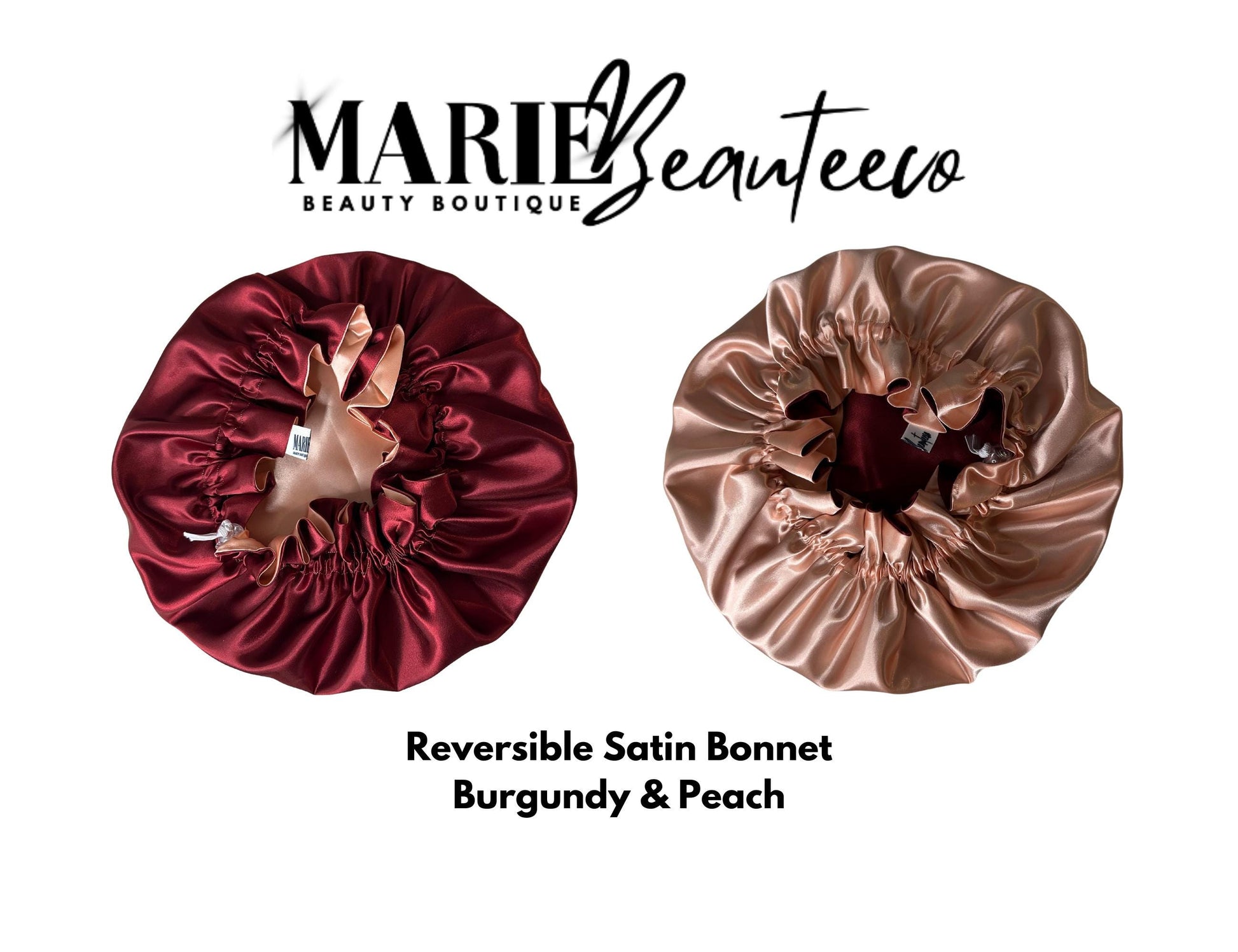 Burgundy | Peach Satin Bonnet | Reversible Bonnet | Adjustable Bonnet | Double Layer | Silk Satin Sleep Cap | Adult | Baby Silk Satin Bonnet
