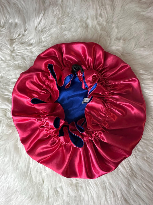 Blue | Pink Satin Bonnet | Reversible Bonnet | Adjustable Bonnet | Double Layer | Silk Satin Sleep Cap | Adult | Baby Silk Satin Bonnet