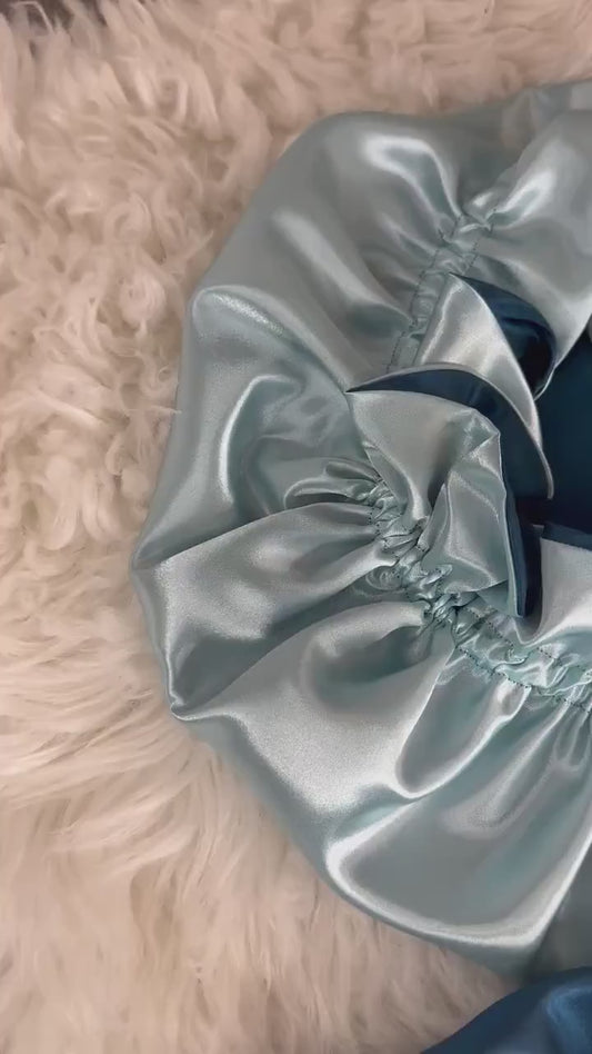 Teal | Seafoam Satin Bonnet | Reversible Bonnet | Adjustable Bonnet | Double Layer | Silk Satin Sleep Cap | Adult | Baby Silk Satin Bonnet