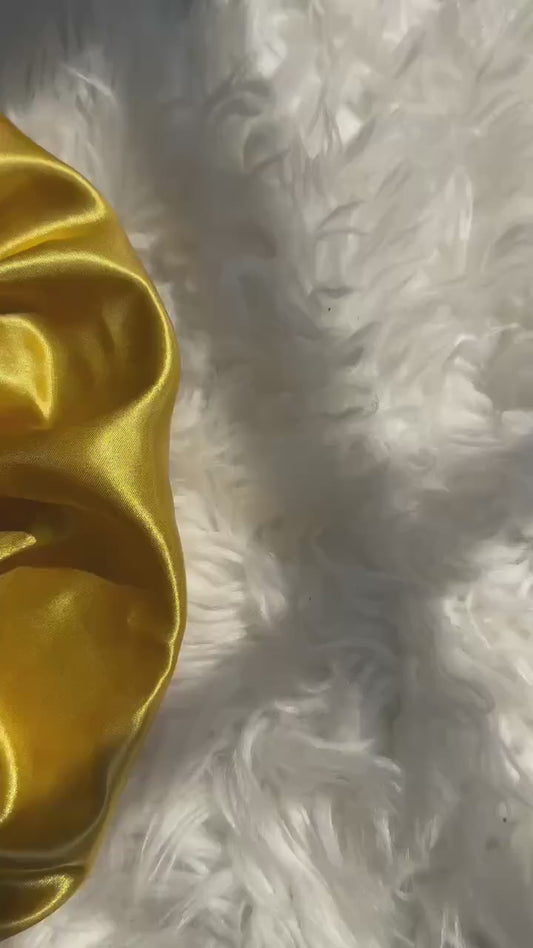 Yellow | Blue Satin Bonnet | Reversible Bonnet | Adjustable Bonnet | Double Layer | Silk Satin Sleep Cap | Adult | Baby Silk Satin Bonnet